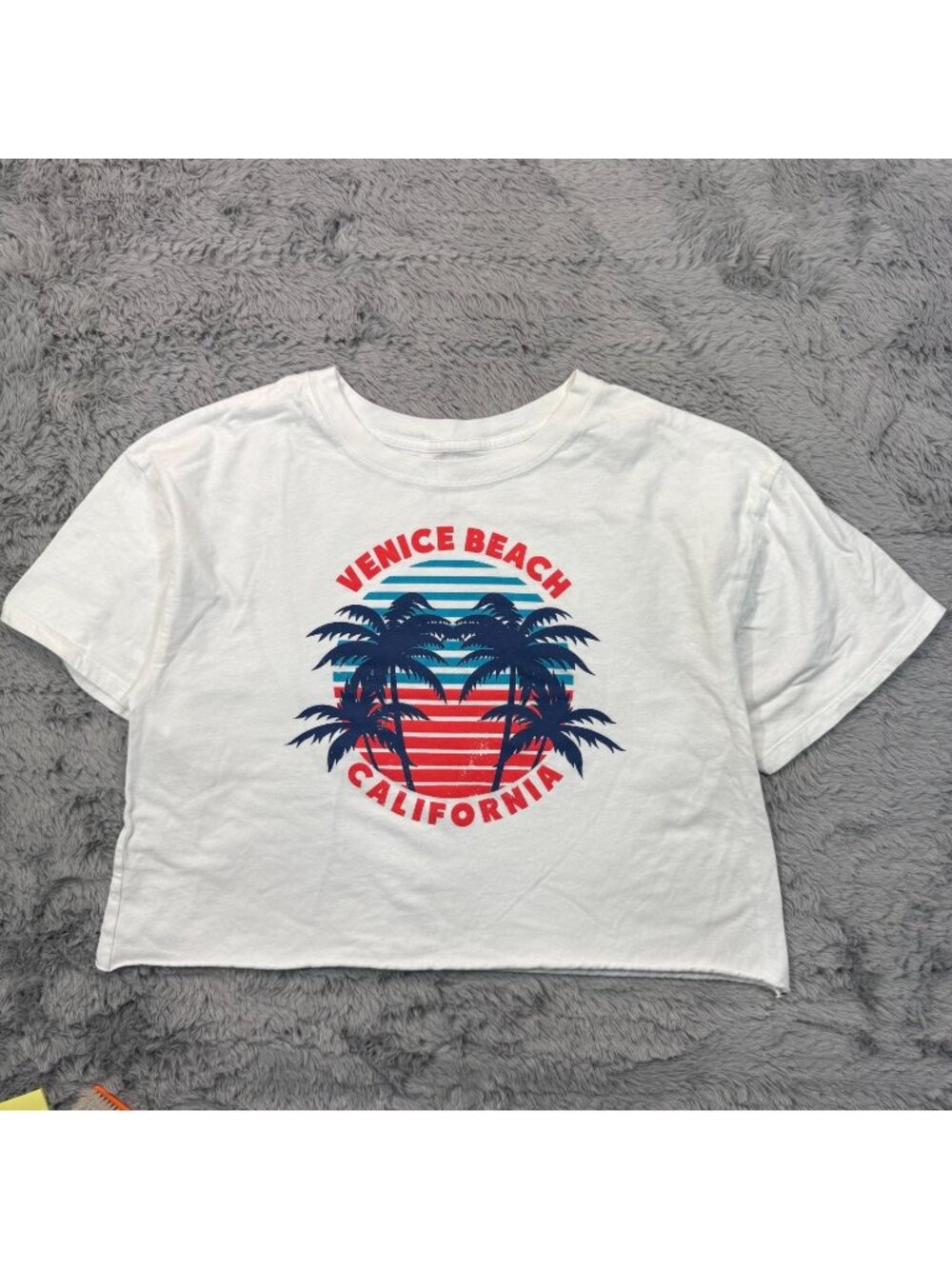Cold Crush T-Shirt Women's L White Venice California Graphic Cotton Cropped